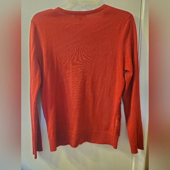 New York & Company red floral button up top - Picture 9 of 9